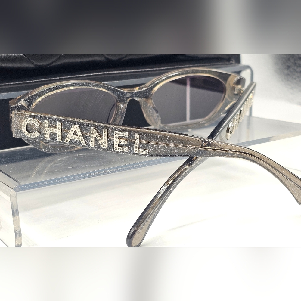 CHANEL RECTANGLE 71280A s1746 Silver Trendy Sunglasses Y2K - Picture 14 of 16